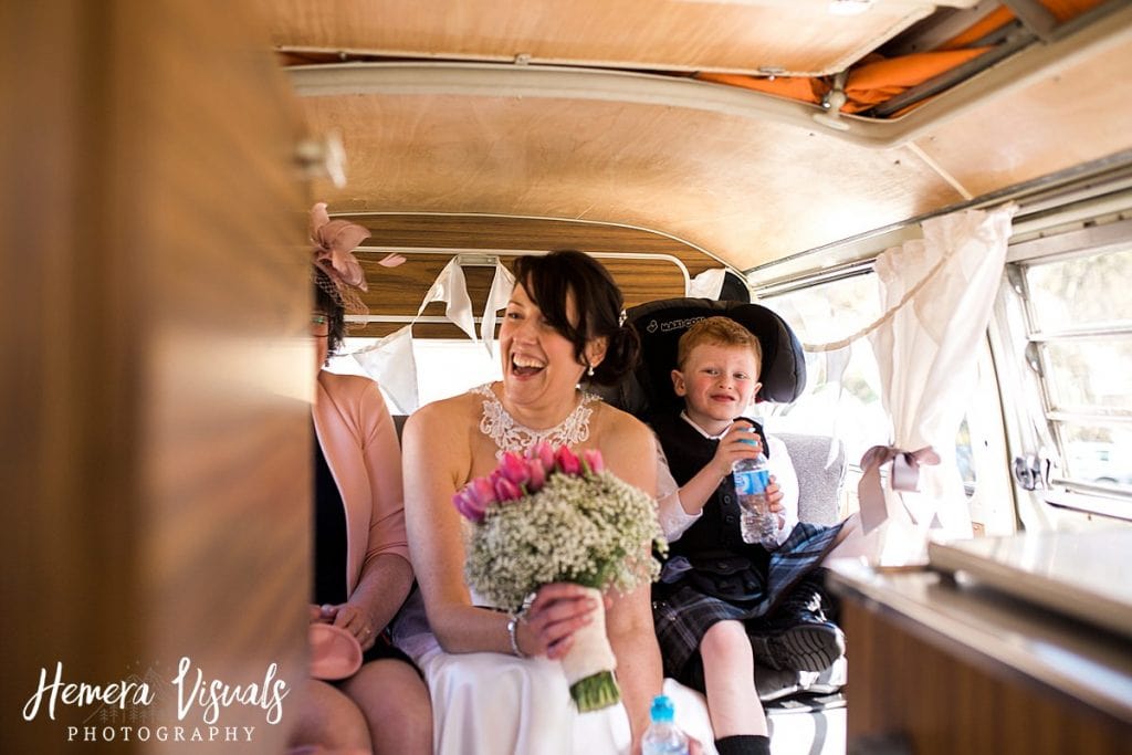 Threave gardens wedding bride vw camper